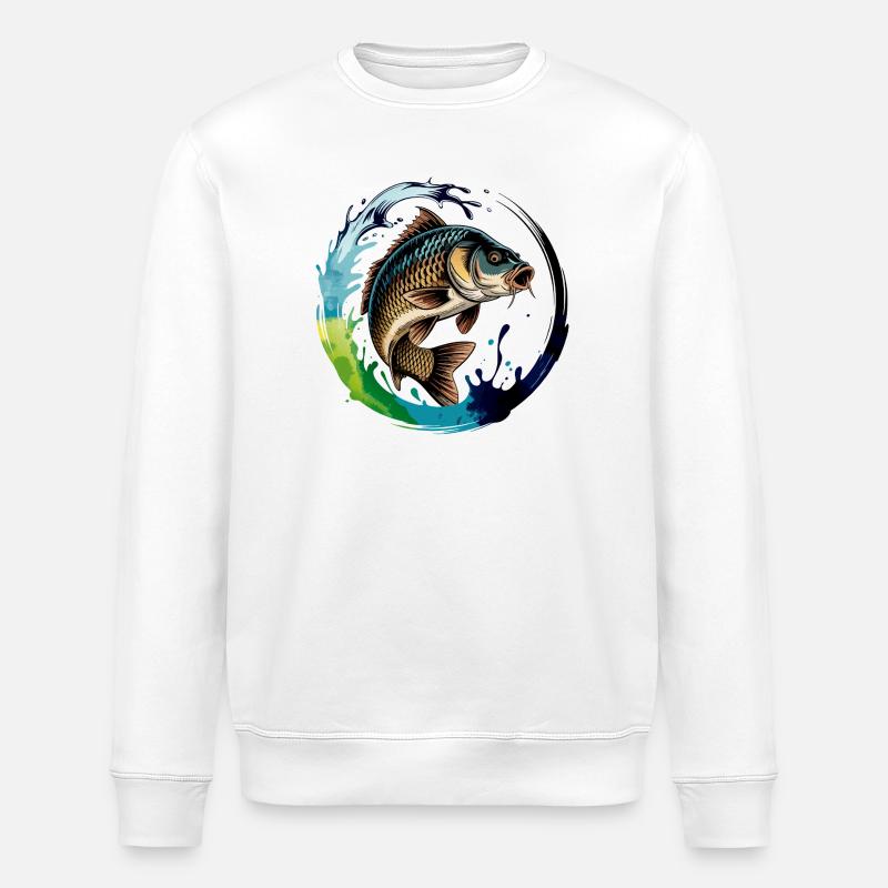 Jumping Carp - Stanley/Stella ROLLER Unisex Organic Sweatshirt - white