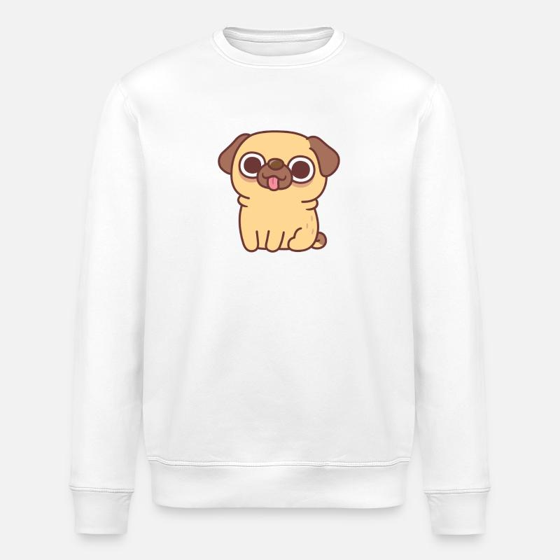 Niedlicher sitzender Reh-Mops - Stanley/Stella Unisex Bio-Sweatshirt ROLLER - Weiß