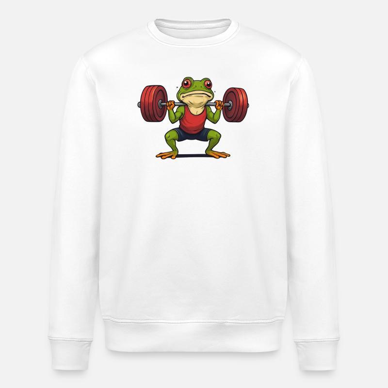 Grenouille haltérophile musclée - Sweat bio ROLLER Stanley/Stella Unisexe - blanc