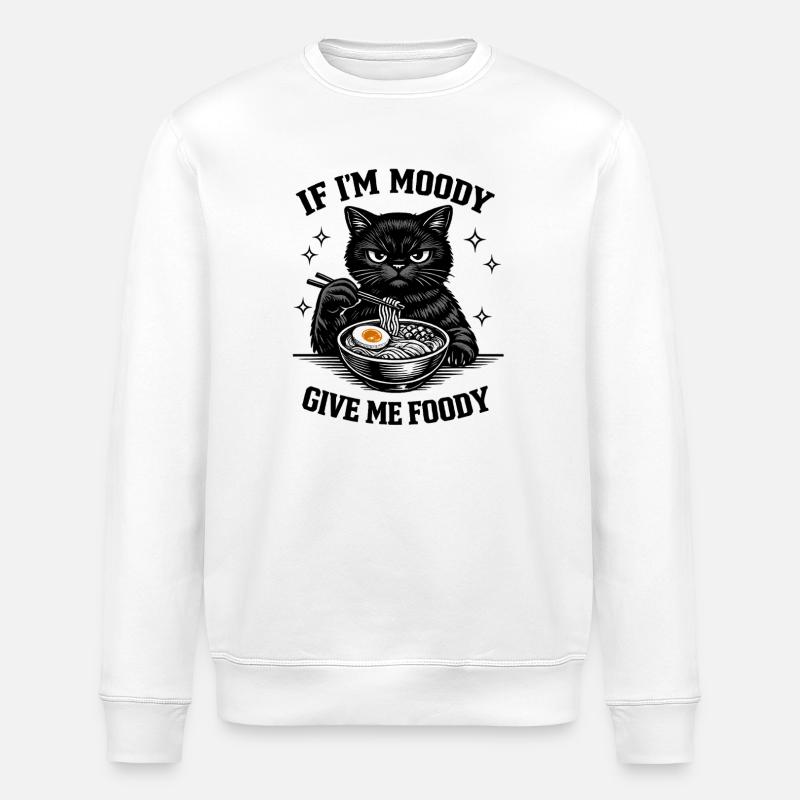 Stimmungsvolle Katz-Ramen Illustration Hungrig - Stanley/Stella Unisex Bio-Sweatshirt ROLLER - Weiß