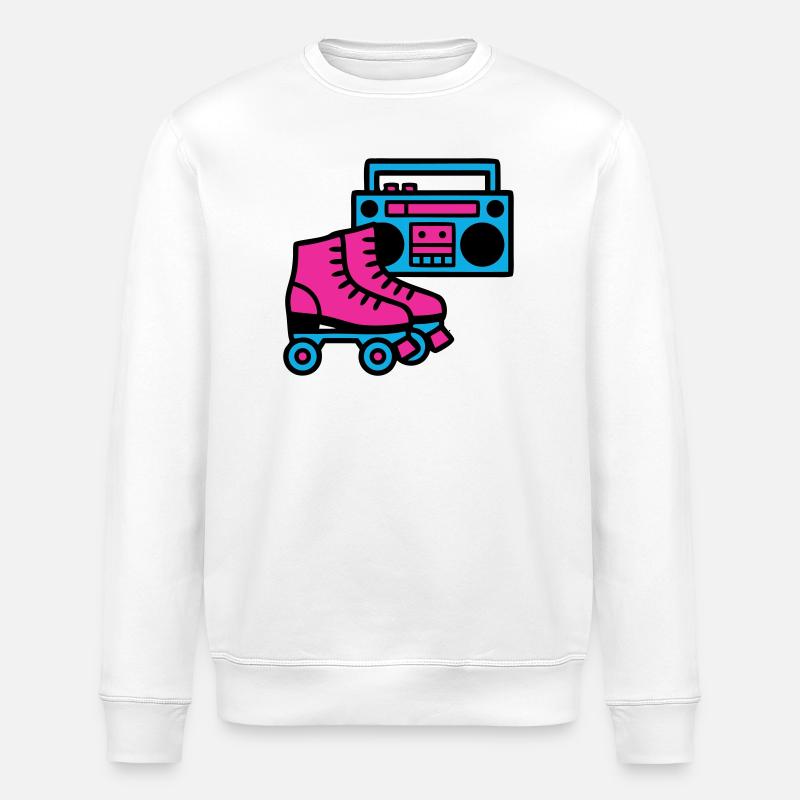 Rollschuhe Boombox 80er Retro - Stanley/Stella Unisex Bio-Sweatshirt ROLLER - Weiß