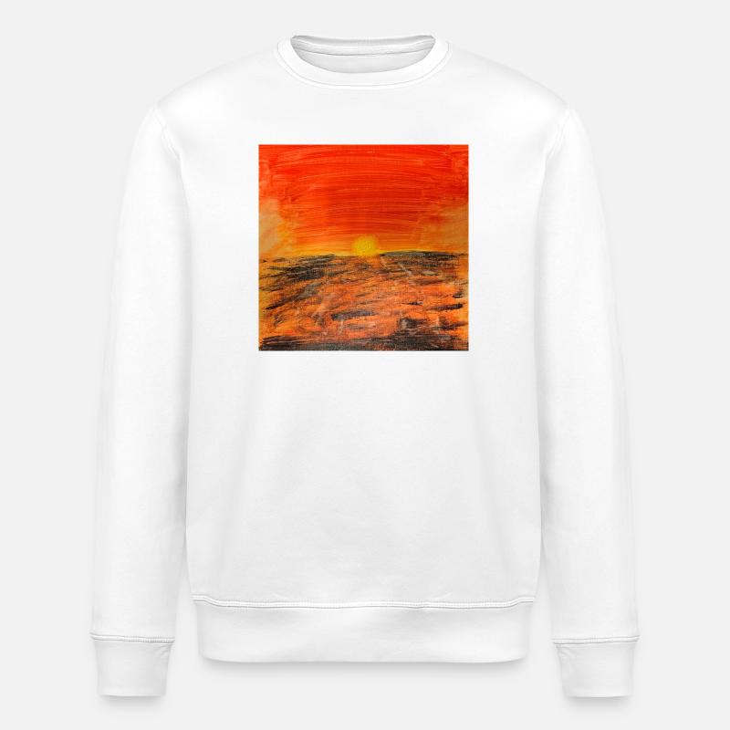 Coucher de soleil rouge feu - Sweat bio ROLLER Stanley/Stella Unisexe - blanc