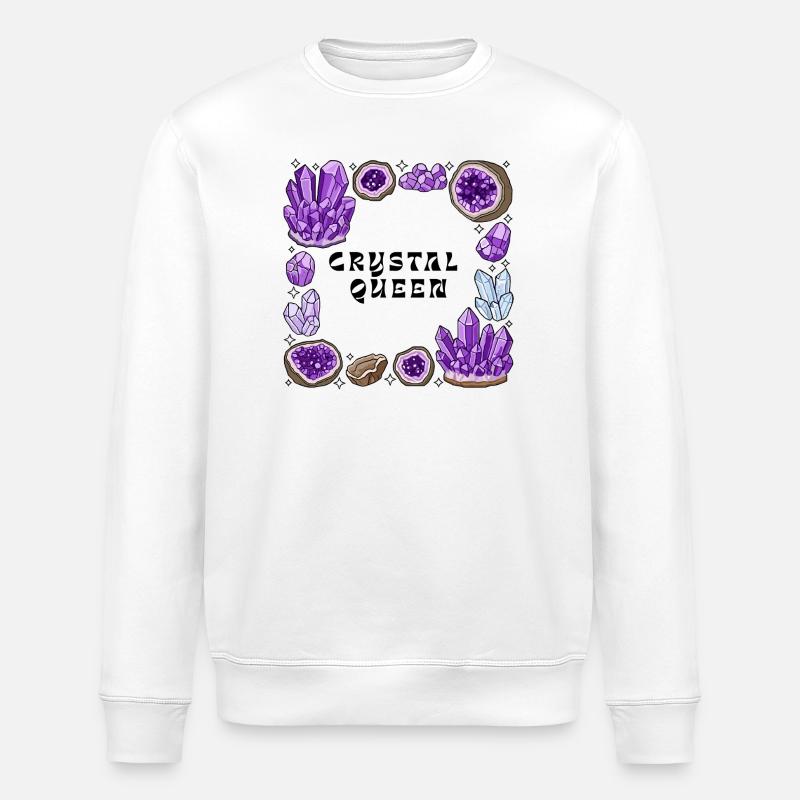 Amnetyst Kristallgeode Kreis - Stanley/Stella Unisex Bio-Sweatshirt ROLLER - Weiß