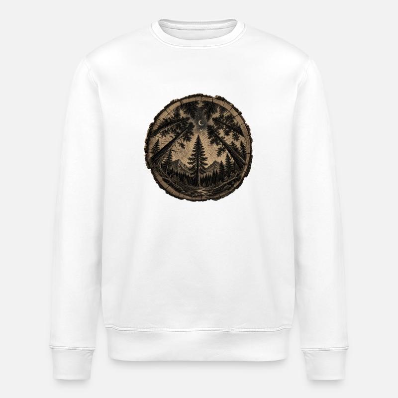 Moonlit Forest Circle - Stanley/Stella ROLLER Unisex Organic Sweatshirt - white