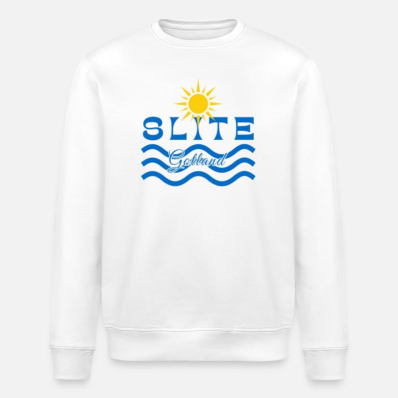 Slite Gotland-Sun and Waves - Stanley/Stella ROLLER Unisex Organic Sweatshirt - white