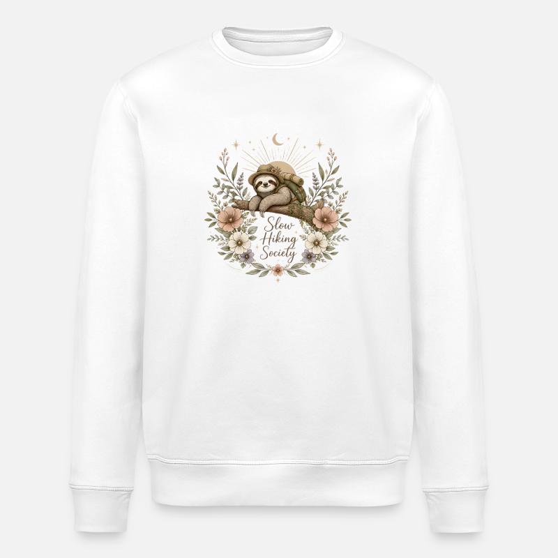 Langsame Wandergesellschaft Faultierkunst - Stanley/Stella Unisex Bio-Sweatshirt ROLLER - Weiß