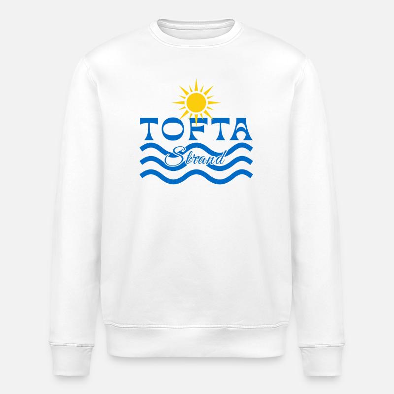 Tofta Strand-Sun and Waves - Stanley/Stella ROLLER Unisex Organic Sweatshirt - white