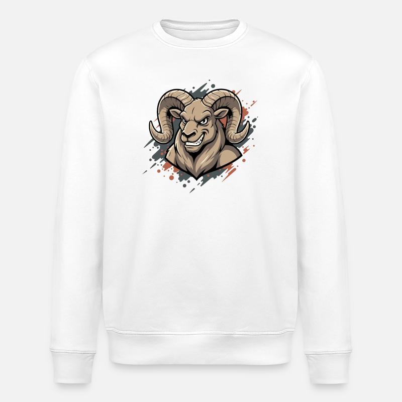 Aggressive Ram Maskot - Stanley/Stella ROLLER Unisex Organic Sweatshirt - white