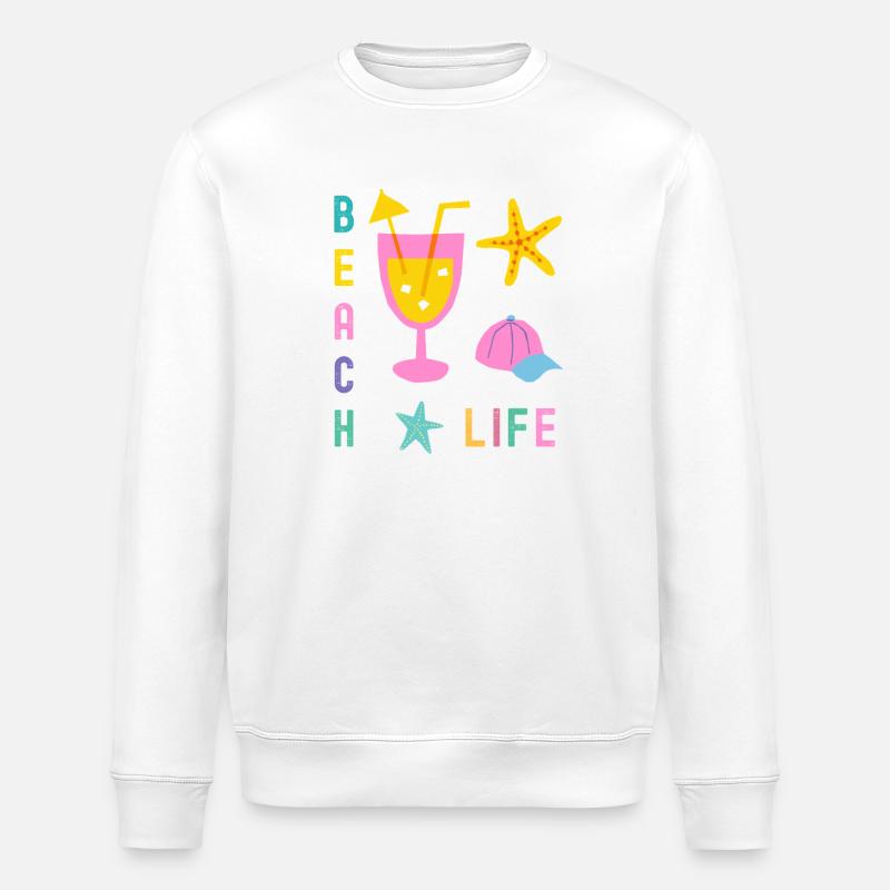Beach Life Summer Style - Stanley/Stella ROLLER Unisex Organic Sweatshirt - white