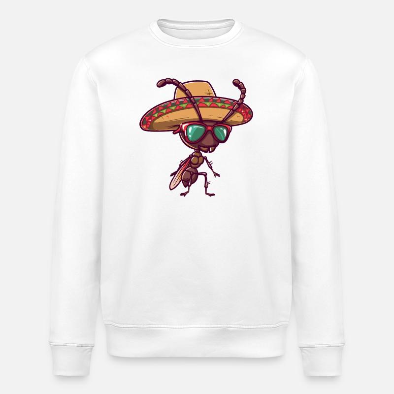 Ant Funny Sombrero - Stanley/Stella ROLLER Unisex Organic Sweatshirt - white