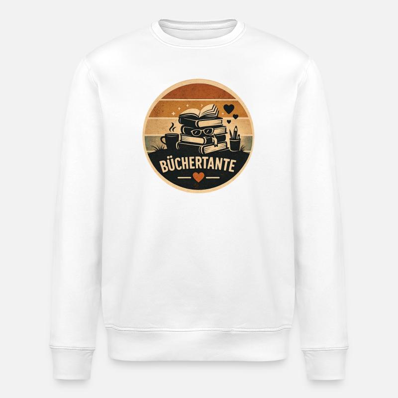 Büchertante Retro - Stanley/Stella Unisex Bio-Sweatshirt ROLLER - Weiß