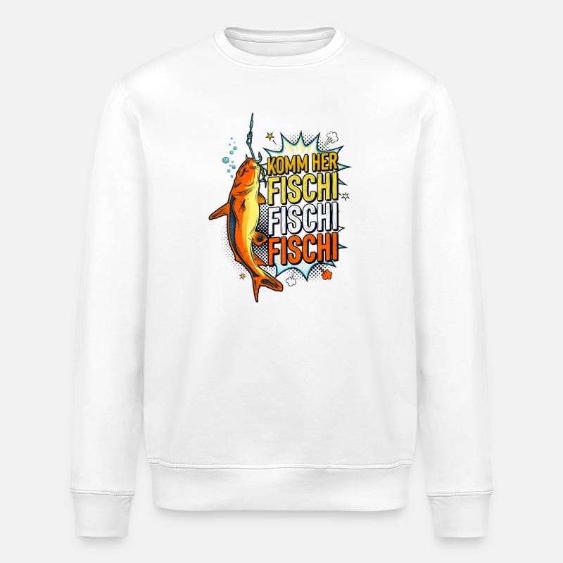 Viens ici Fischi Poisson Comique Pêcheur - Sweat bio ROLLER Stanley/Stella Unisexe - blanc
