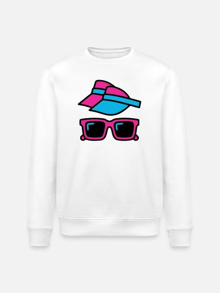80s Sun Visor Glasses Set - Stanley/Stella ROLLER Unisex Organic Sweatshirt - white