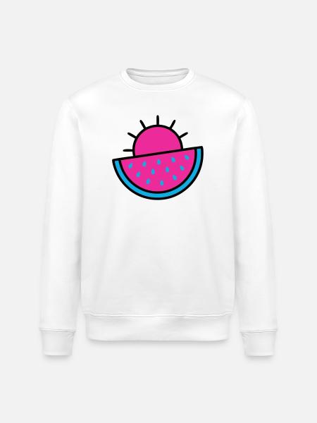 Watermelon Sun 90s Pop Art - Stanley/Stella ROLLER Unisex Organic Sweatshirt - white