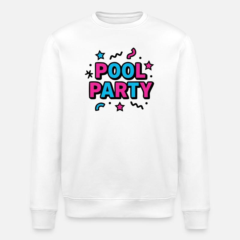 Pool Party 90s Lettering - Stanley/Stella ROLLER Unisex Organic Sweatshirt - white
