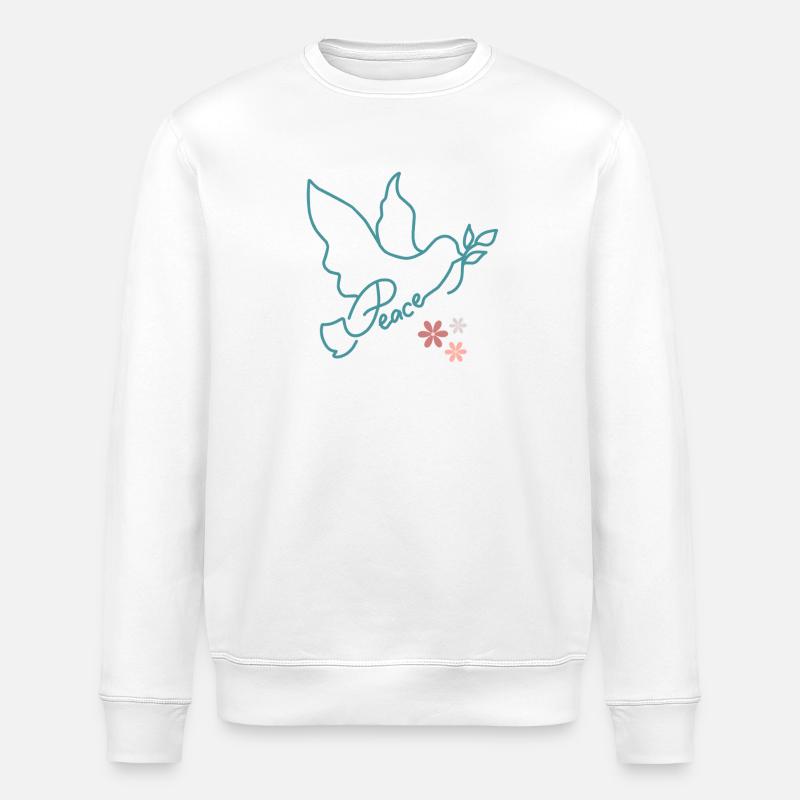Colombe de paix avec des fleurs - Sweat bio ROLLER Stanley/Stella Unisexe - blanc