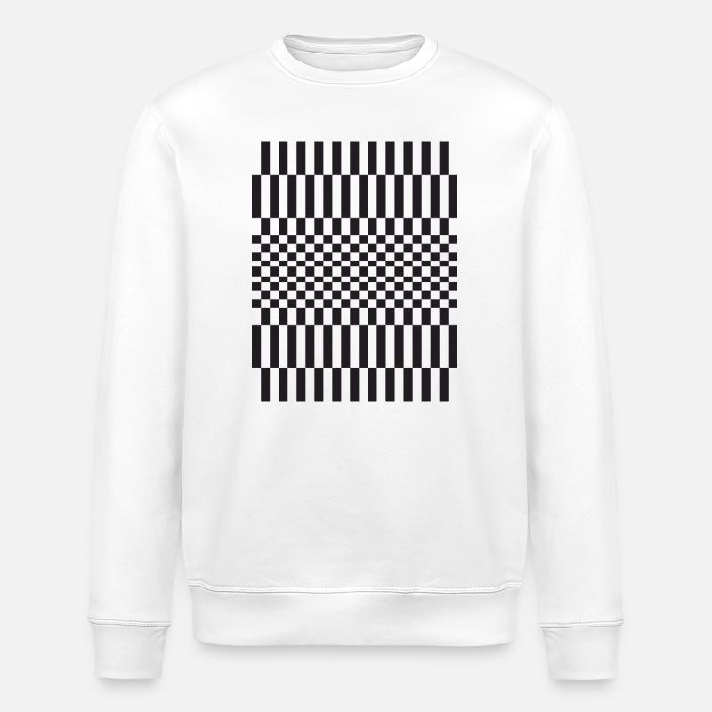 Geometrisches Schachbrett-Gittermuster - Stanley/Stella Unisex Bio-Sweatshirt ROLLER - Weiß