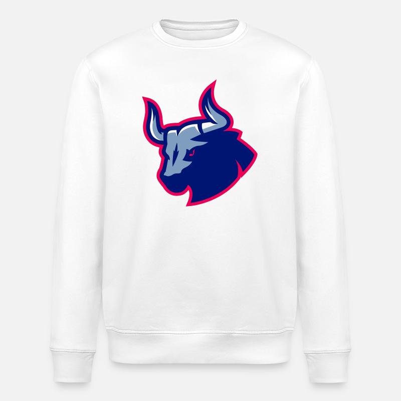 Taurus Blue Neon Outline - Stanley/Stella ROLLER Unisex Organic Sweatshirt - white