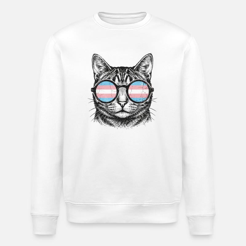 LGBT-Pride-Monat – Trans-Pride-Katze - Stanley/Stella Unisex Bio-Sweatshirt ROLLER - Weiß