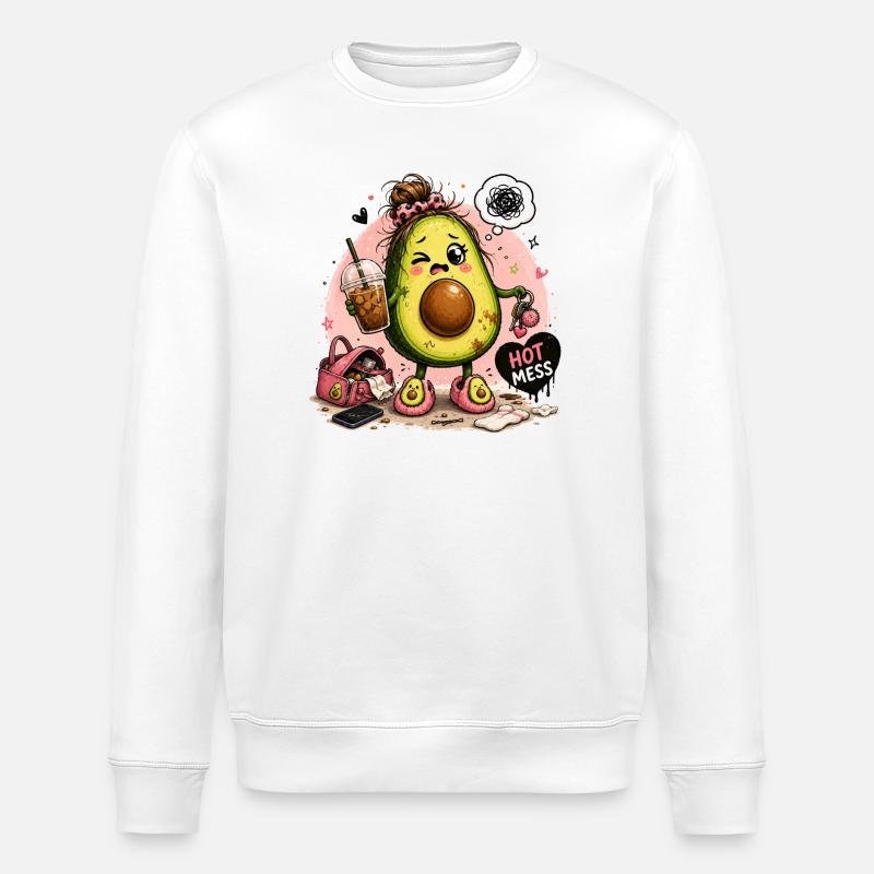 Kawaii Avocado Hot Mess - Stanley/Stella Unisex Bio-Sweatshirt ROLLER - Weiß