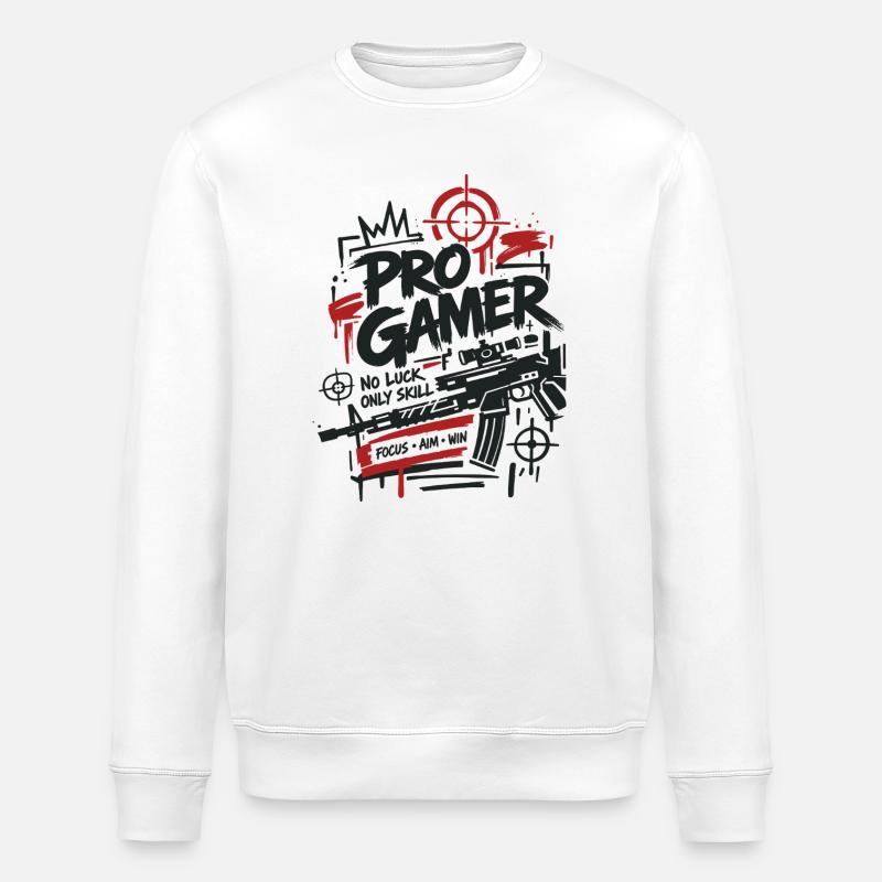 Gaming Lover Controller Graphics - Stanley/Stella ROLLER Unisex Organic Sweatshirt - white