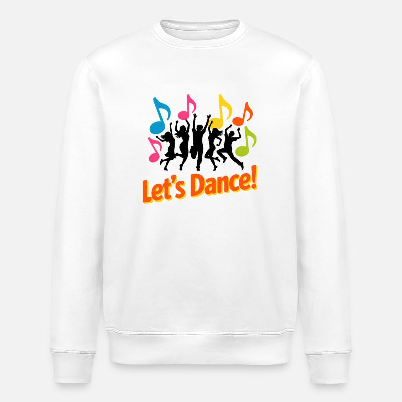Neon Dance Party Notes - Stanley/Stella ROLLER Unisex Organic Sweatshirt - white