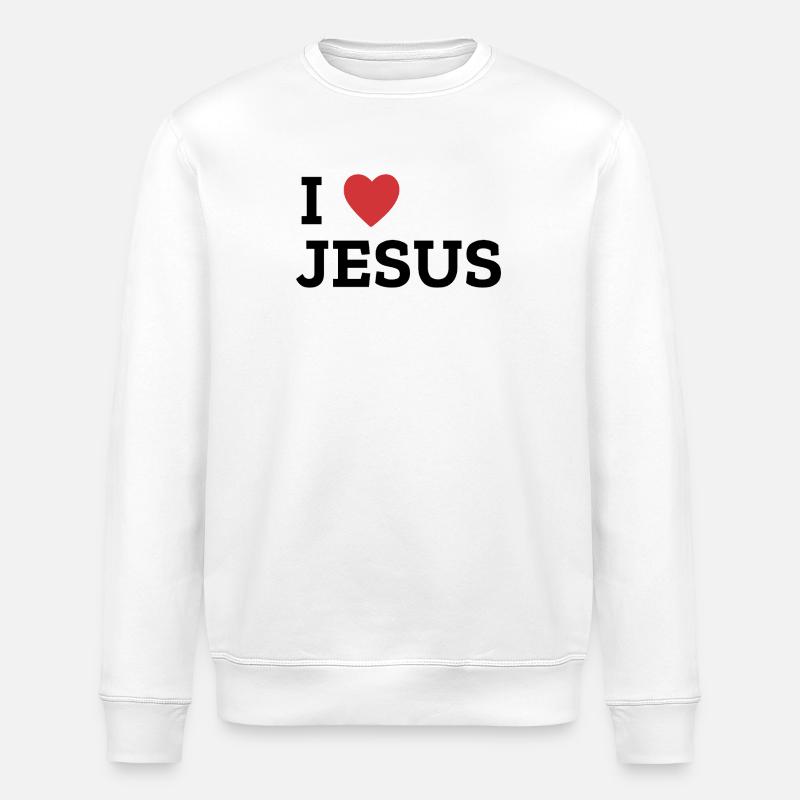 I Heart Jesus Bold Graphic Tee - Stanley/Stella ROLLER Unisex Organic Sweatshirt - white
