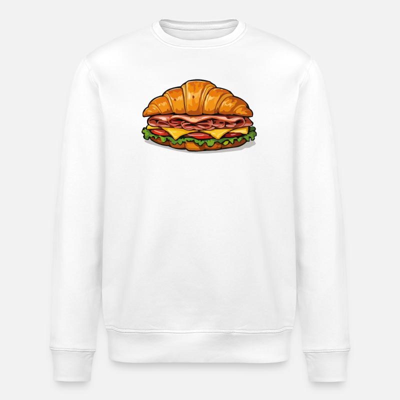 Kroissant Sandwich Motif - Sweat bio ROLLER Stanley/Stella Unisexe - blanc
