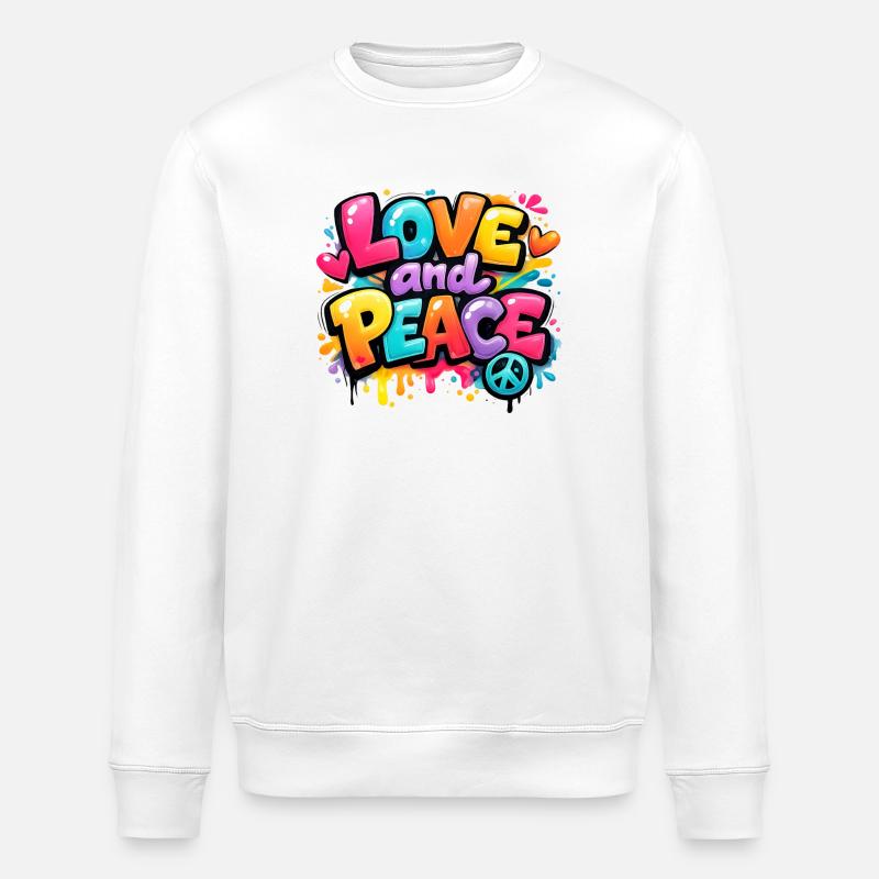 Love_and_Peace - Stanley/Stella ROLLER Unisex Organic Sweatshirt - white