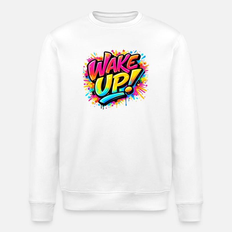Wake_Up - Stanley/Stella Unisex Bio-Sweatshirt ROLLER - Weiß