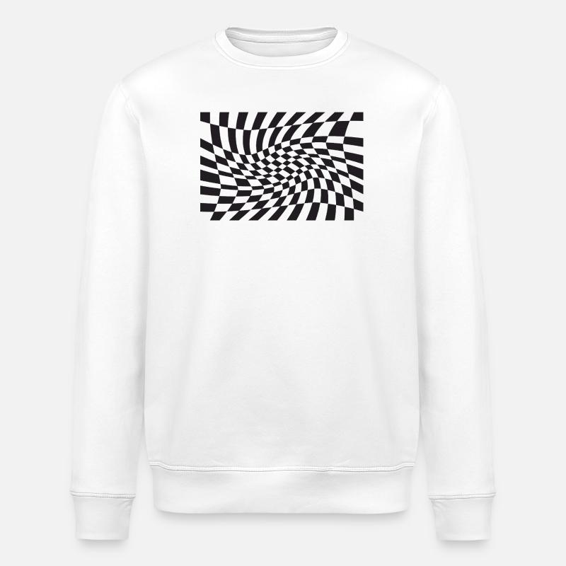 Warped Checker Optische Spirale - Stanley/Stella Unisex Bio-Sweatshirt ROLLER - Weiß