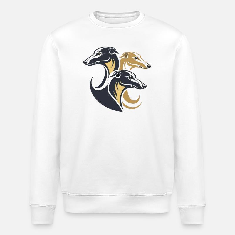 Dreifache Windhunde Silhouette - Stanley/Stella Unisex Bio-Sweatshirt ROLLER - Weiß