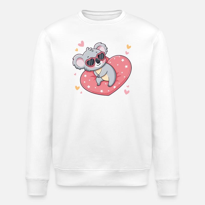 Koala-Liebe auf Pink Heart - Stanley/Stella Unisex Bio-Sweatshirt ROLLER - Weiß