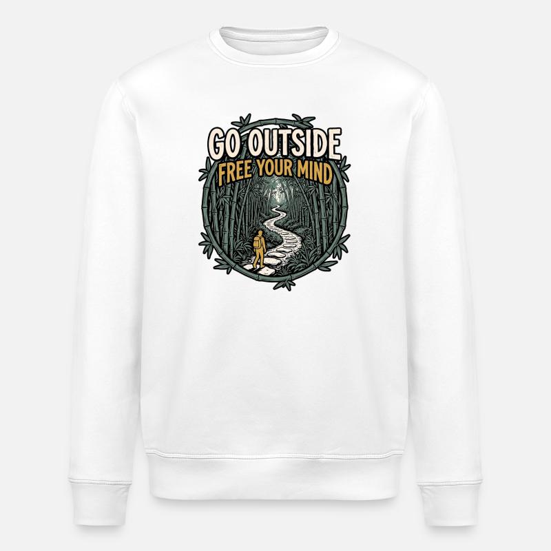 Go Outside Be Free - Stanley/Stella ROLLER Unisex Organic Sweatshirt - white