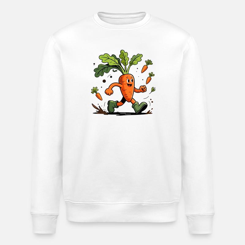 Jardinier carotte dynamique fun - Sweat bio ROLLER Stanley/Stella Unisexe - blanc