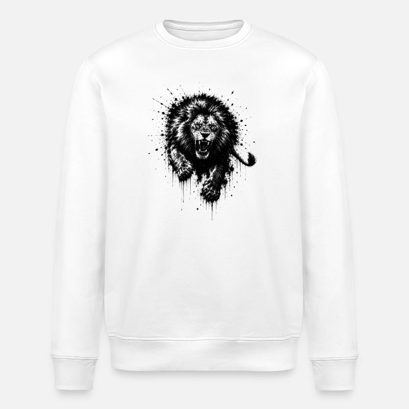 Löwe im Spritz-Silhouette - Stanley/Stella Unisex Bio-Sweatshirt ROLLER - Weiß