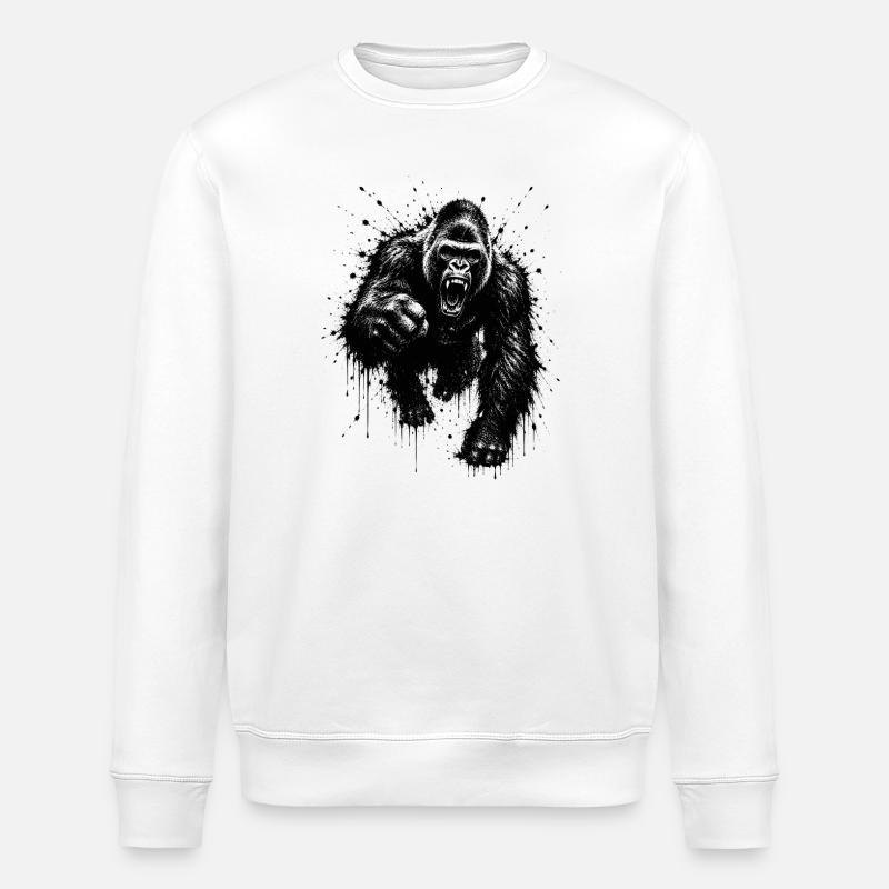 Dark Gorilla Spray Print - Sweat bio ROLLER Stanley/Stella Unisexe - blanc