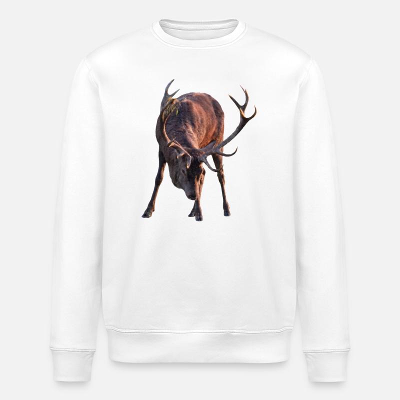 Cerf avec des bois voûté - Sweat bio ROLLER Stanley/Stella Unisexe - blanc