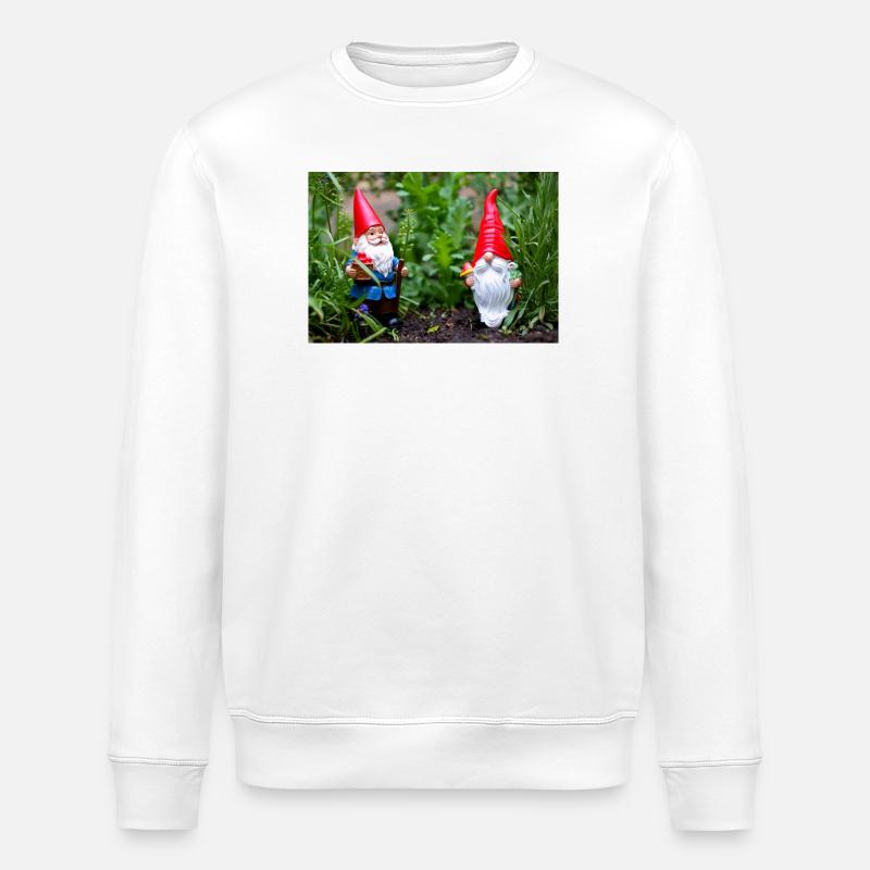 Gartenwichtel im Blumengarten - Stanley/Stella Unisex Bio-Sweatshirt ROLLER - Weiß