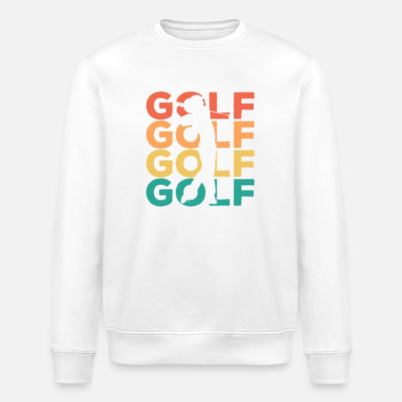 Rainbow Golf Swing Silhouette - Stanley/Stella ROLLER Unisex Organic Sweatshirt - white