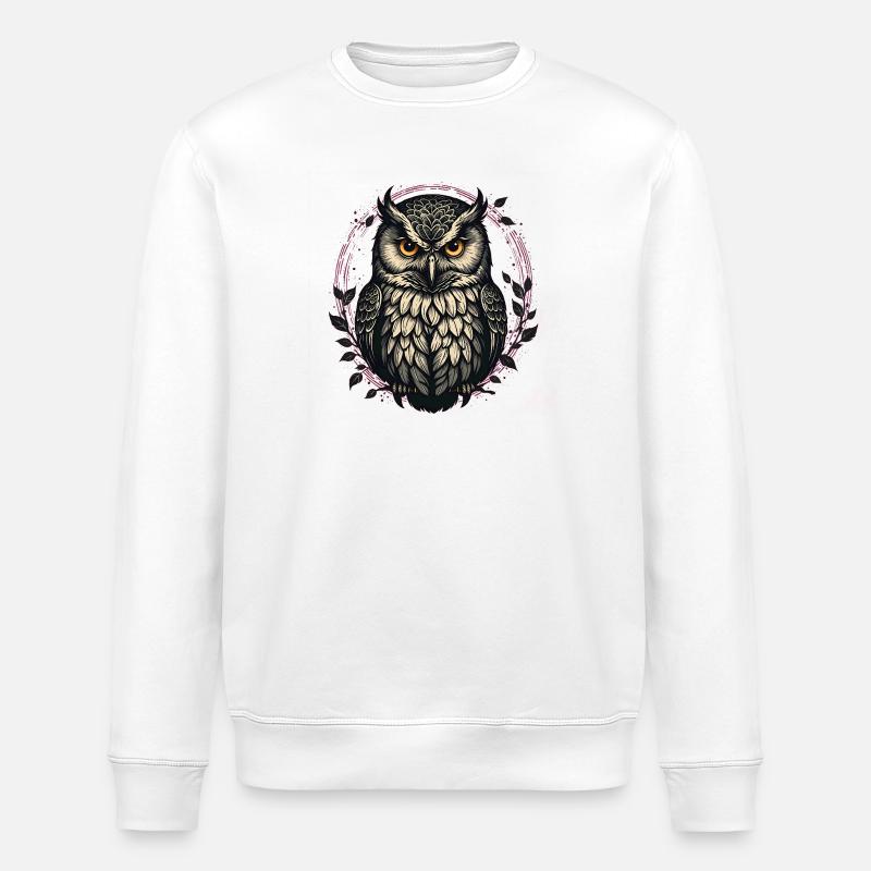 Eulenauge im Blattkranz - Stanley/Stella Unisex Bio-Sweatshirt ROLLER - Weiß