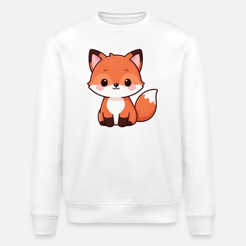 Cute Fox Kawaii Gift - Stanley/Stella ROLLER Unisex Organic Sweatshirt - white