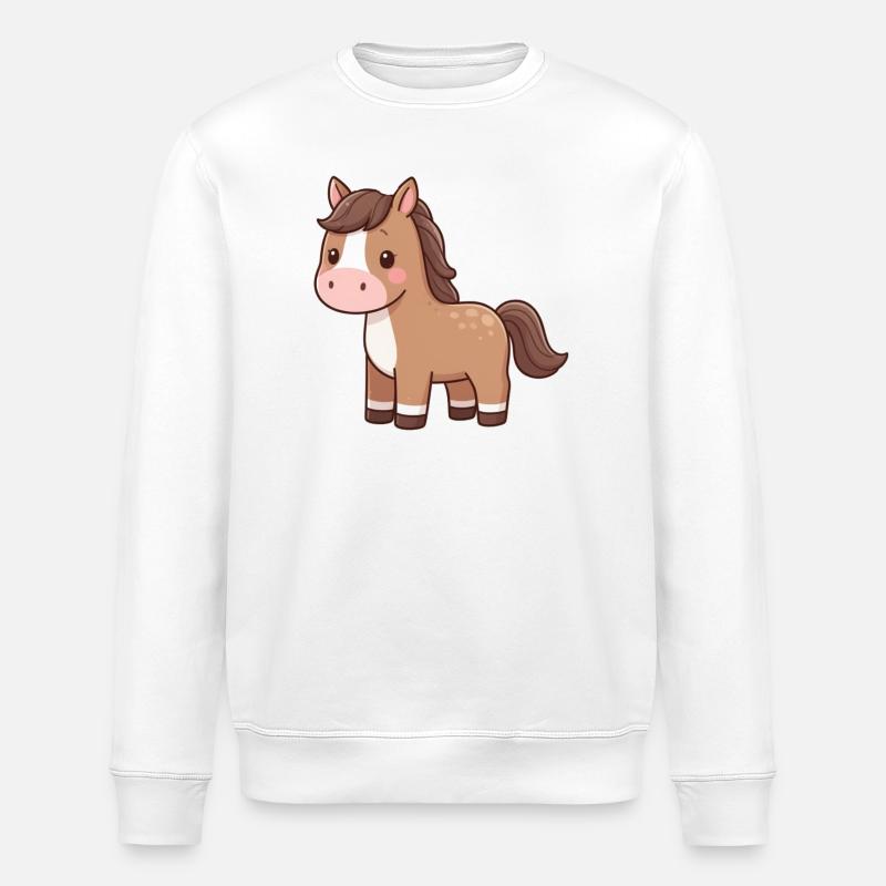 Niedliches Pferd Pferdchen Geschenk Reiter - Stanley/Stella Unisex Bio-Sweatshirt ROLLER - Weiß