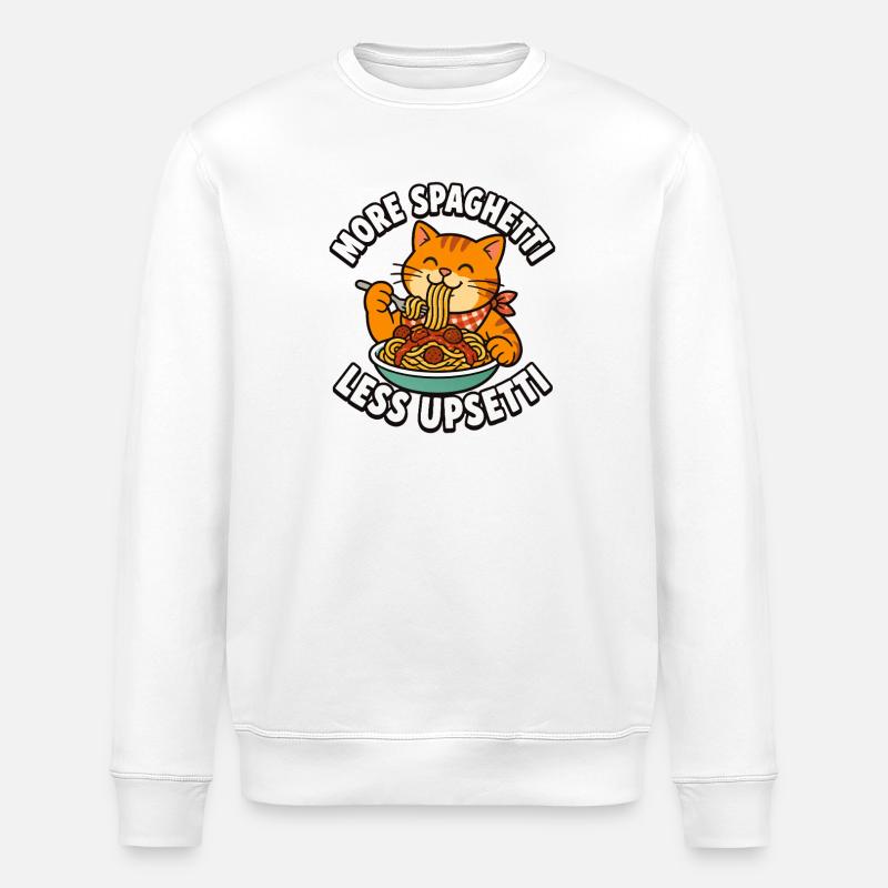 Mehr Spaghetti, weniger Stress, Katzen-Spaghetti - Stanley/Stella Unisex Bio-Sweatshirt ROLLER - Weiß
