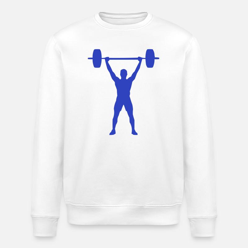 Gewichtheber Silhouette Blau - Stanley/Stella Unisex Bio-Sweatshirt ROLLER - Weiß
