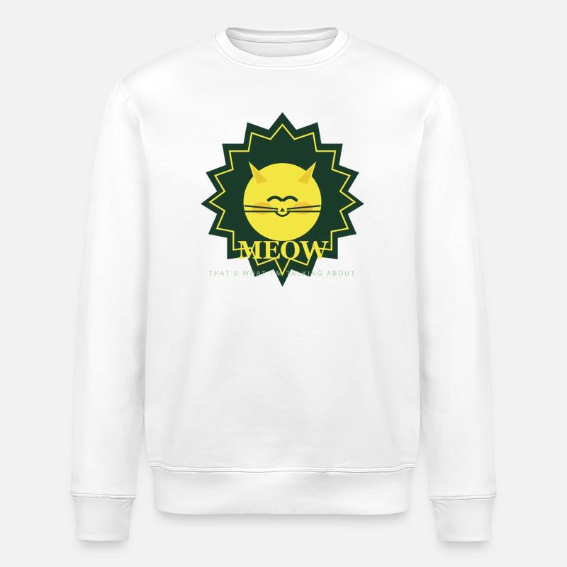 Sunny Meow Sun Mascot - Stanley/Stella ROLLER Unisex Organic Sweatshirt - white