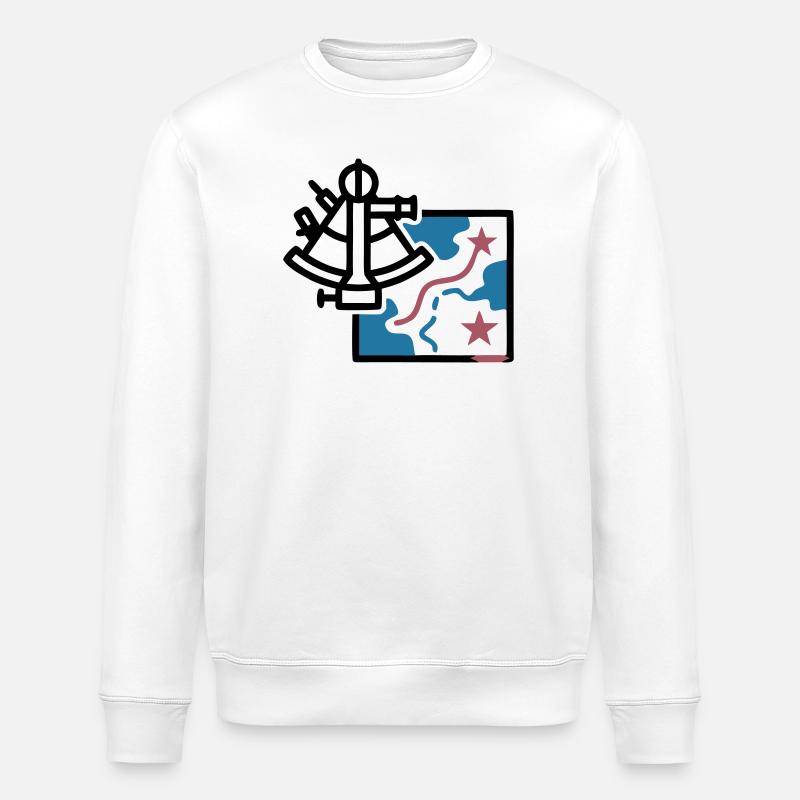 Sextant Navigation Map Vector - Stanley/Stella ROLLER Unisex Organic Sweatshirt - white