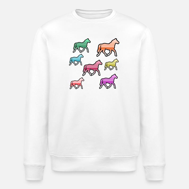 horses - Stanley/Stella ROLLER Unisex Organic Sweatshirt - white