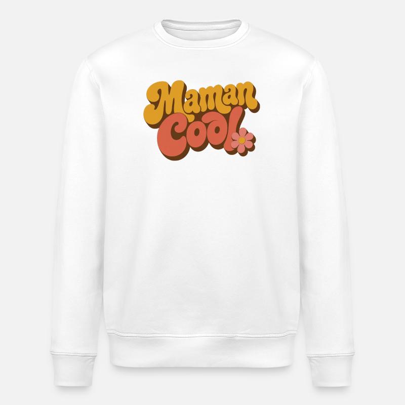 Mama Cool Retro Flowers 70s - Stanley/Stella ROLLER Unisex Organic Sweatshirt - white