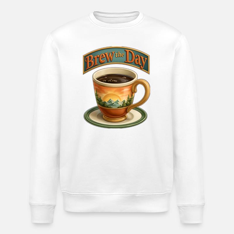 Brew the Day Sunrise Landscape Mug - Stanley/Stella ROLLER Unisex Organic Sweatshirt - white